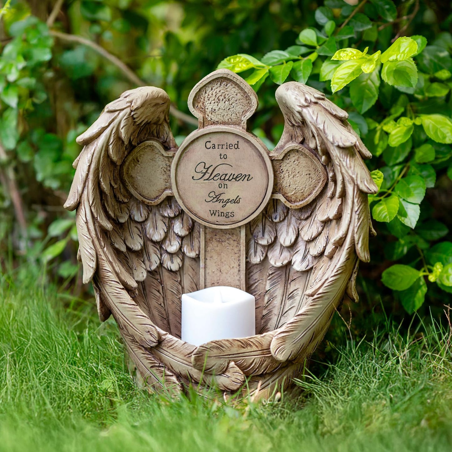 Candieslife 12 Solar Angel Wing Cross Garden Lights  Waterproof Memorial Grave Decorations Sympathy Gifts For Cemetery Outdoors Lawn Yard Home Patio Decor