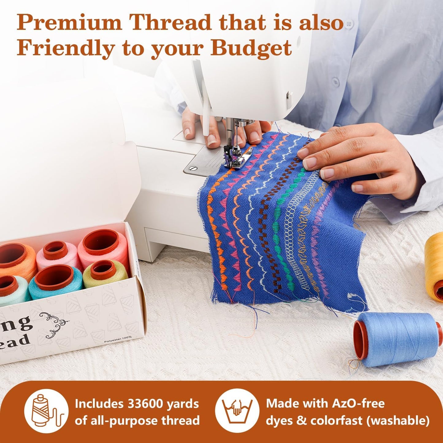 12PCS Sewing Thread Kit 30wt Spools,12 Colors,Assorted Colors Each 800 Yards of Polyester Threads for Sewing Hand and Machine,Stitching, Quilting, Serger (ZH-800YARDS-2ZH)