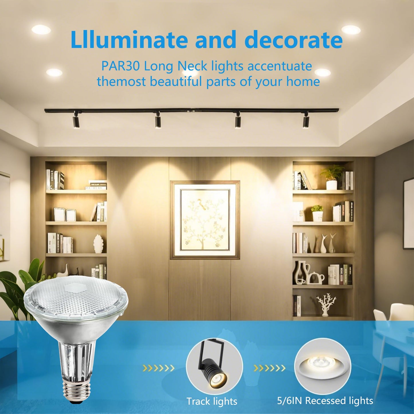 Misdood Par30 Long Neck Halogen Flood Light Bulbs  120V 75W  Dimmable High Output  E26 Medium Base  2700K Warm Lighting  3000 Hours For Recessed Light Bulb  6 Pack
