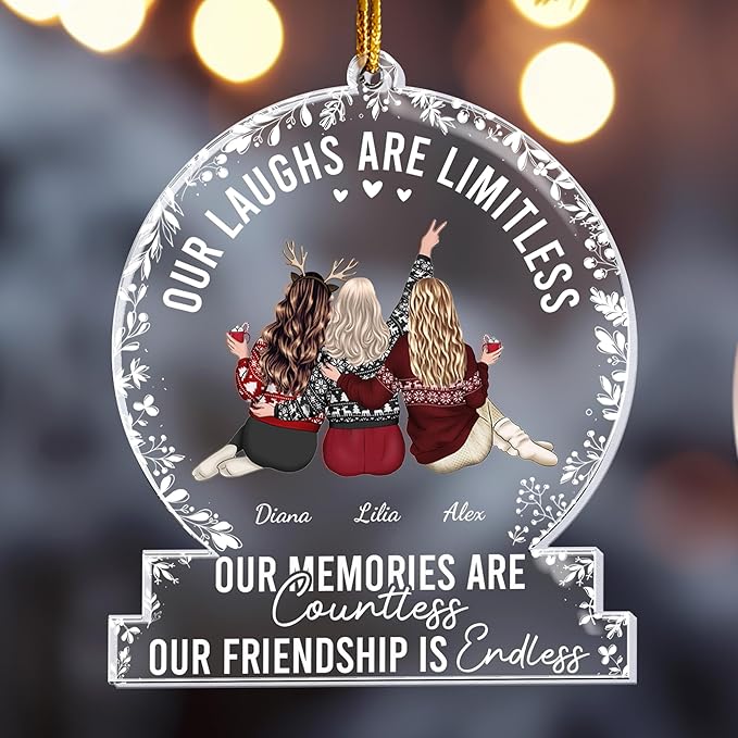 Macorner Personalized Friends Ornament, Our Memories are Countless, Our Friendship is Endless, Best Friend Ornaments for Christmas Tree Decorations Friendship Gifts for Friends Female Women