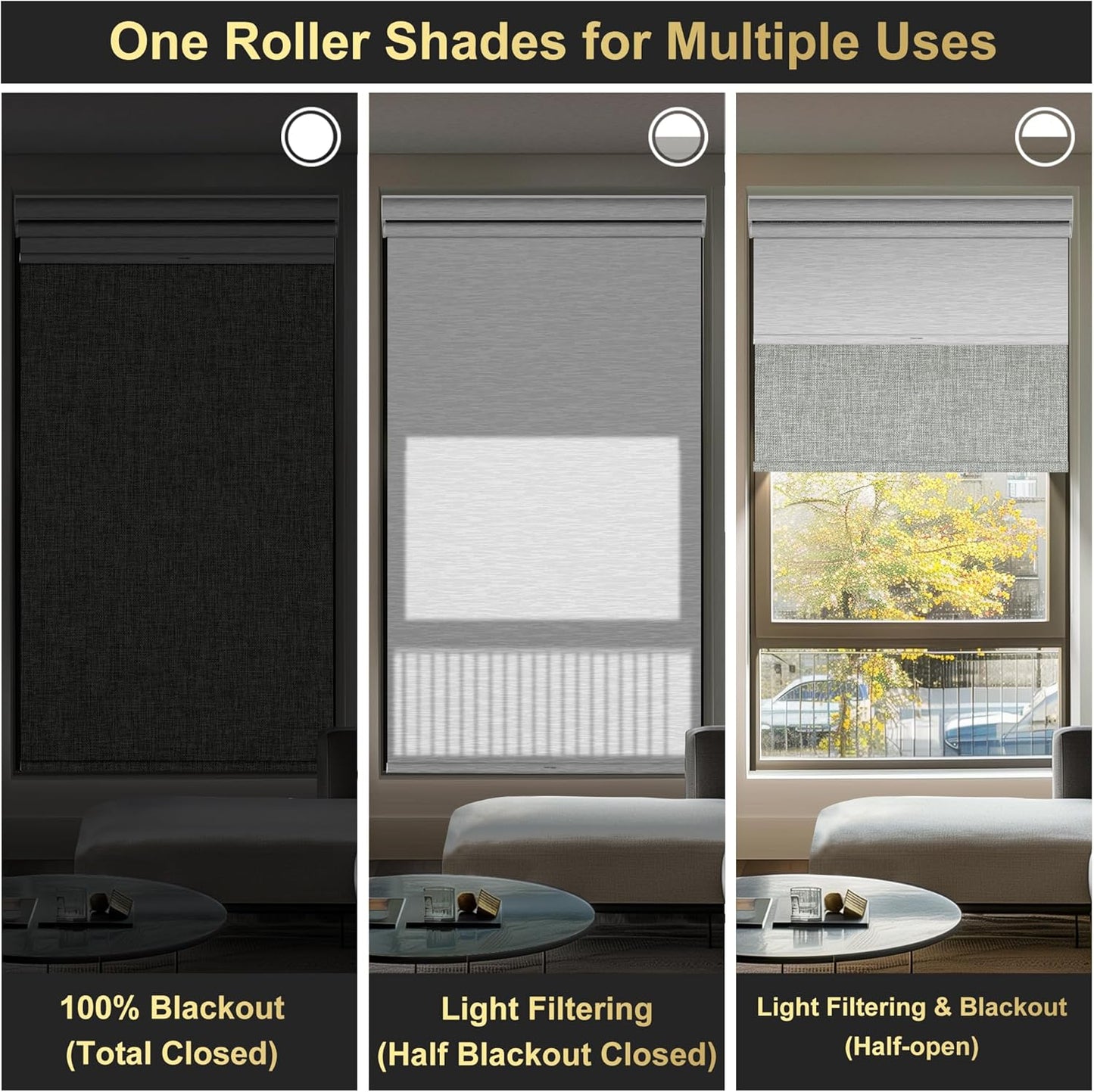 BERISSA Cordless Dual Roller Shades with Cassette Valance,Double Window Shades Blackout and Light Filtering Shades,Day and Night Roller Shades for Home Office Door.Linen Grey and White.36 W x 56" H