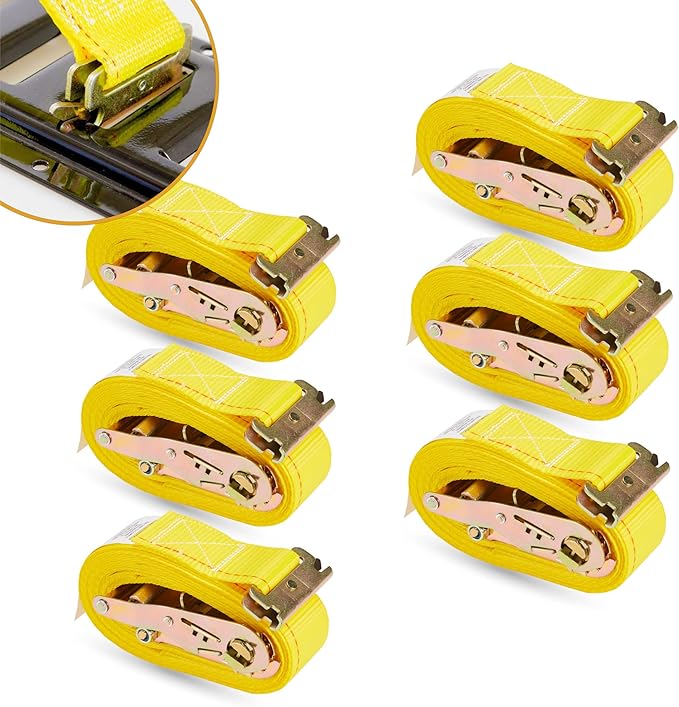 6 Pack E-Track Ratchet Straps 2" x 16' x 4,400 lbs Strength for Cargo Tie Down in Enclosed Trailer & Van by KODIAK STRAPS
