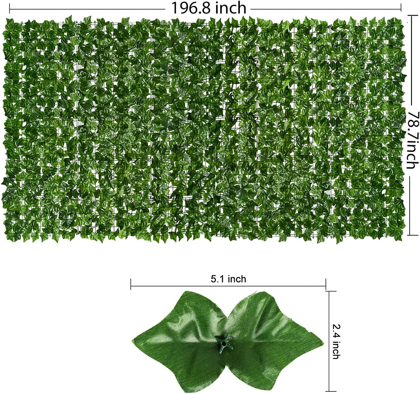DearHouse Artificial Ivy Privacy Fence, 197x78.7inch Artificial Hedges Fence and Faux Ivy Leaf Decoration for Outdoor Decor, Home, Garden Decor