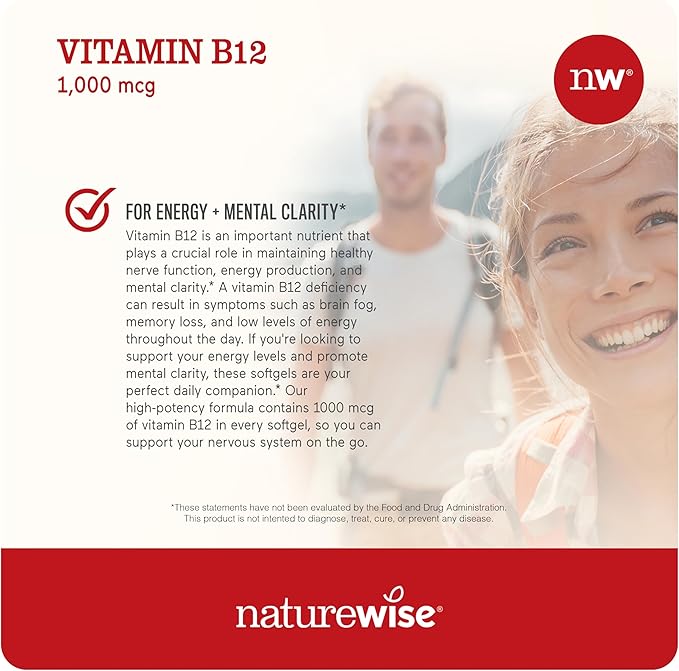 NatureWise Vitamin B12 1000mcg 360 Softgels and Vitamin D3 2000iu 360 Count for Energy, Immunity and Bone Support