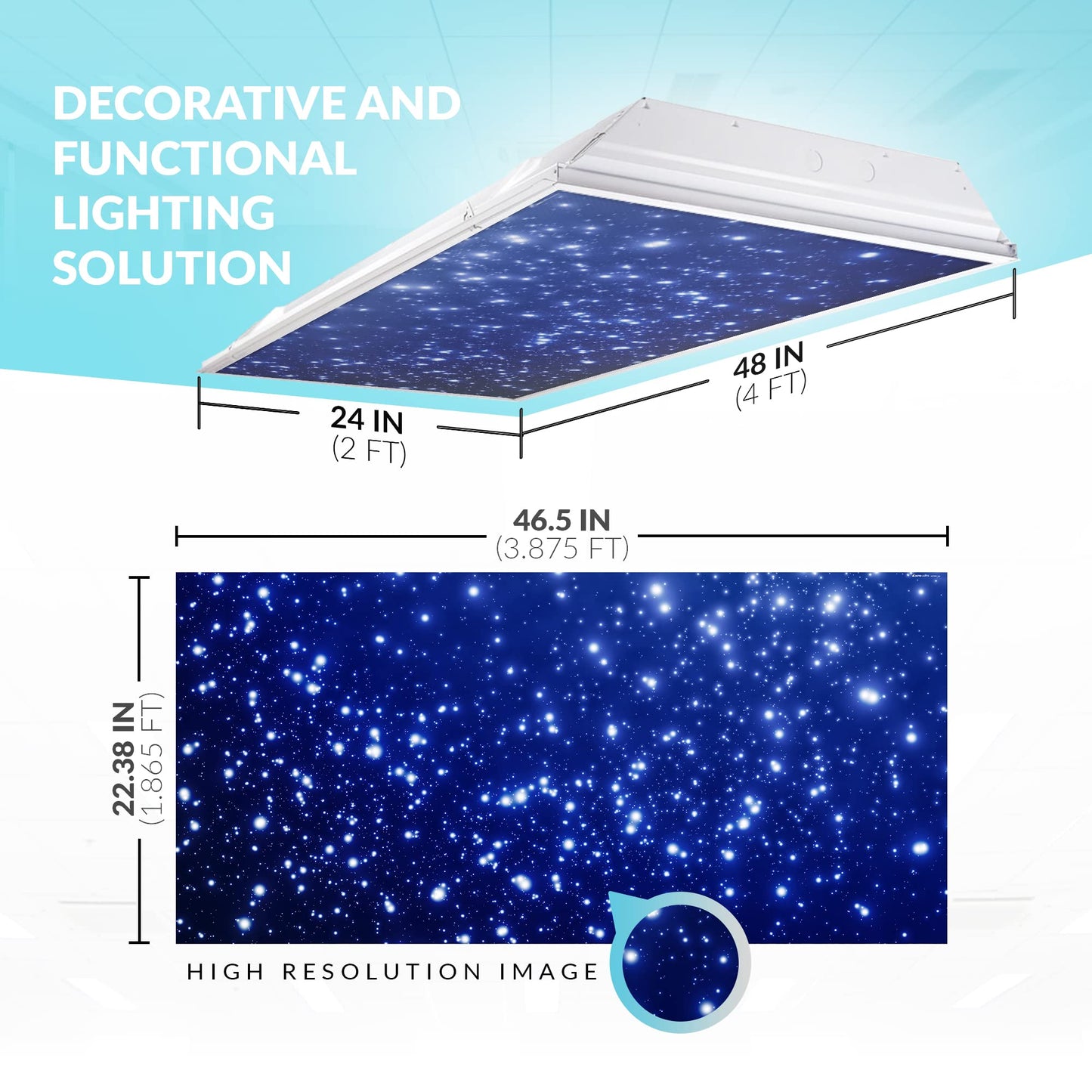 OCTO LIGHTS Fluorescent Light Cover - 2x4 Starry Night, Pack of 2, Model Astronomy Fluorescent Light Covers 001
