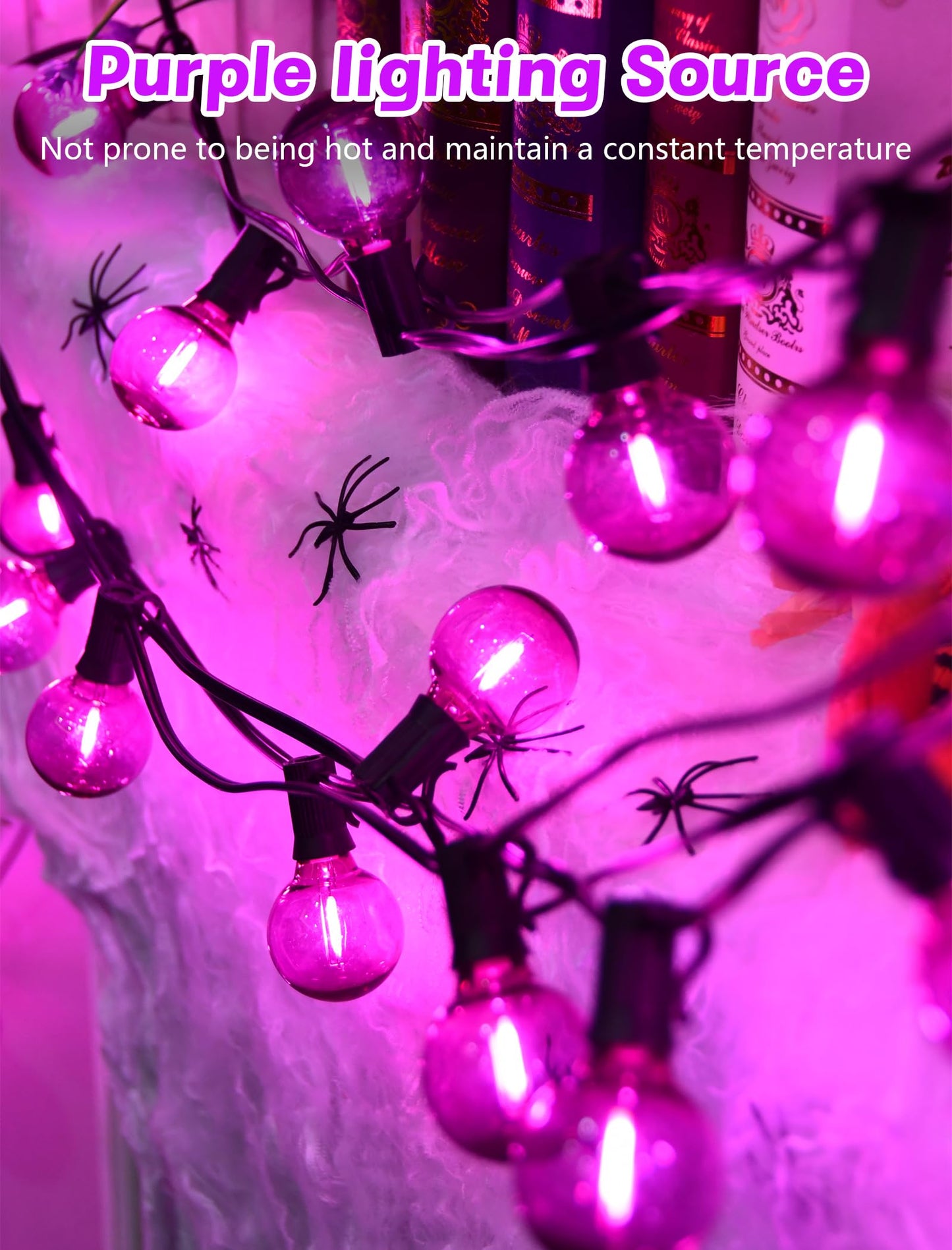 Sunsgne G40 Led Purple Lights Outdoor  25 Feet Halloween Purple String Lights With 25 Count Bulbs For Halloween Thanksgiving Indoor Outdoor Party Festival Haunted House Decor