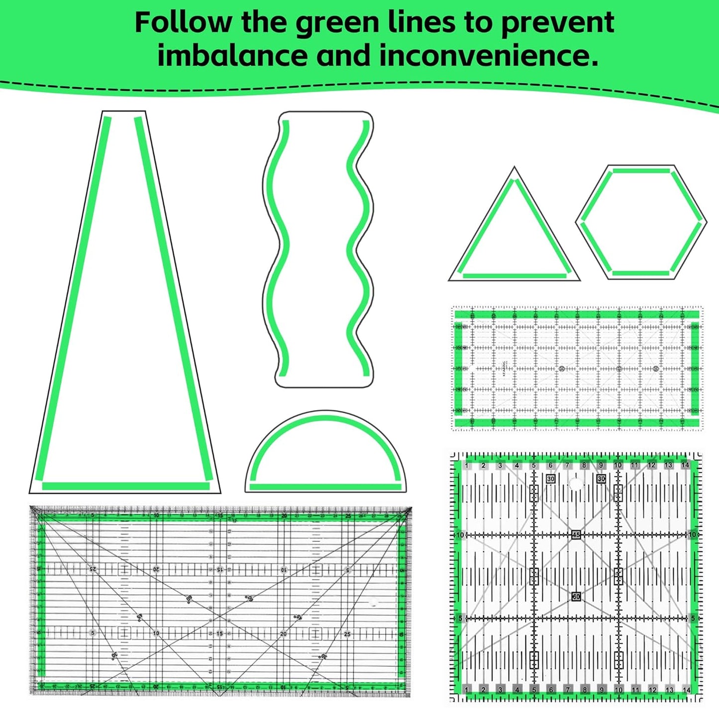 Ruler Grips, Transparent Quilting Rulers, Non-Slip Silicone Ruler Rings, Quilt Template Grips with Strong Adhesive for Quilting Rulers and Templates (Strip, 10PCS)