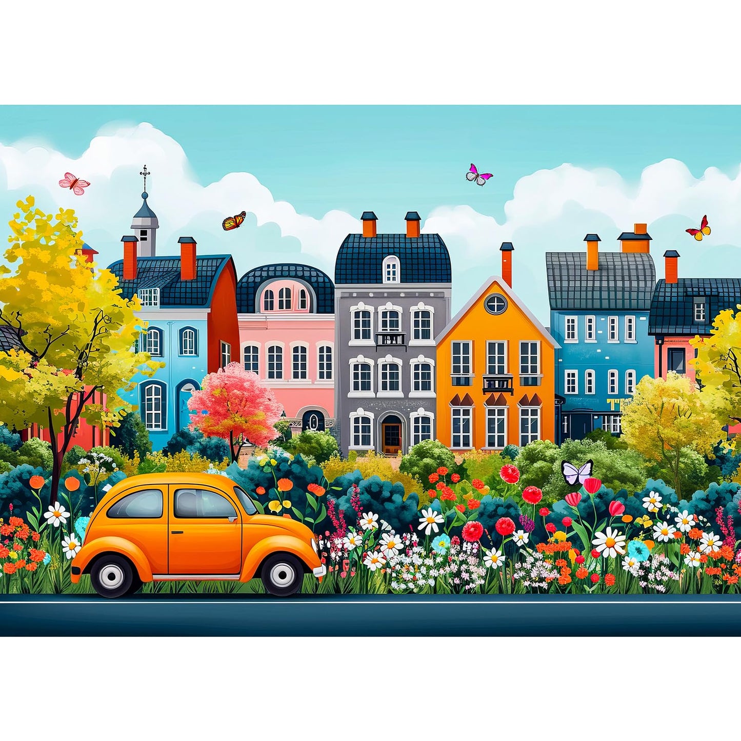 TangMosaic 1000 Piece Puzzle for Adults, Small Town Scenery Jigsaw Puzzle, Impossible Puzzles Game, Interlock Perfectly No Dust, Home Decoration Puzzle, Gift for Friends Parents Kids Couples