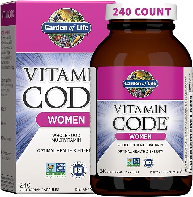 Garden of Life Multivitamin for Women, Vitamin Code Women's Multi, Whole Food, Vitamins, Iron, Folate not Folic Acid, Probiotics, Vegetarian Supplements for Womens Energy, 240 Count