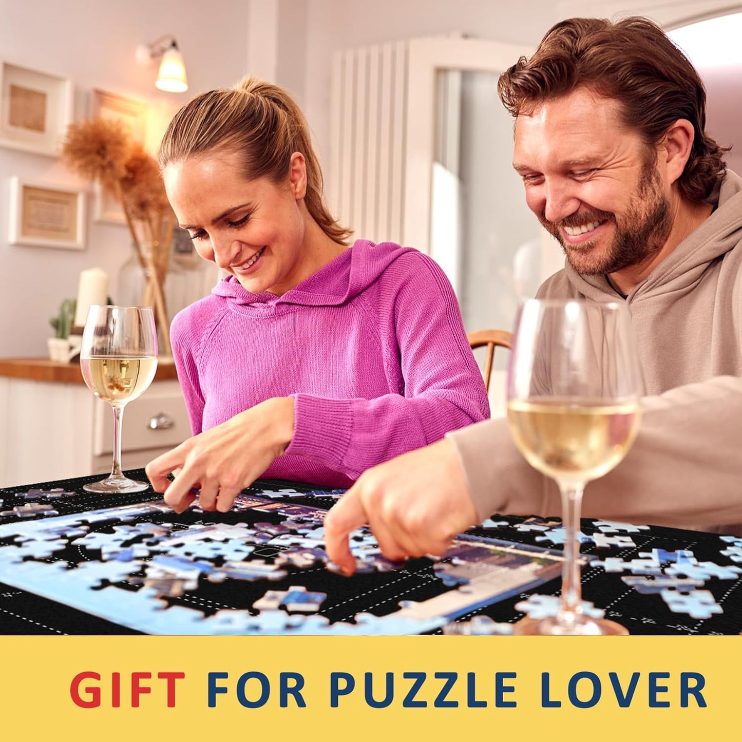 Puzzle Mat Roll Up Puzzles Board for Jigsaw Up to 2000, 1500, 1000, 500 Pieces Large Portable Table Saver Mats Puzzle Keeper Cover with Sorter Trays Storage Bag Kit Holder Organizer Pad for Adults
