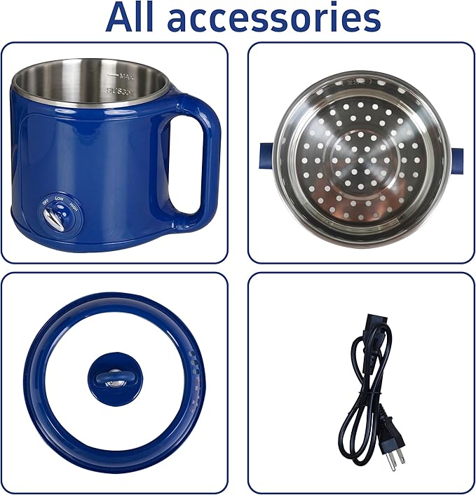 Hot Pot Electric With Steamer,Rapid Noodles Electric Pot,2.0L Stainless Steel For Cooking Noodles Oatmeal Pasta,Shabu Shabu Dorm Lazy Pot