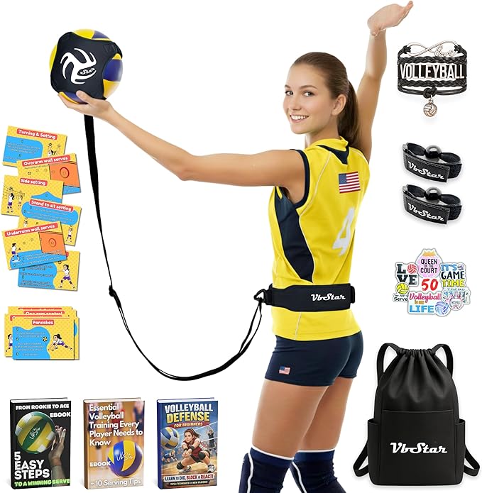 VbStar Volleyball Training Equipment Aid - Practice Your Serving, Setting & Spiking with Ease, Great Solo Serve & Spike Tr...