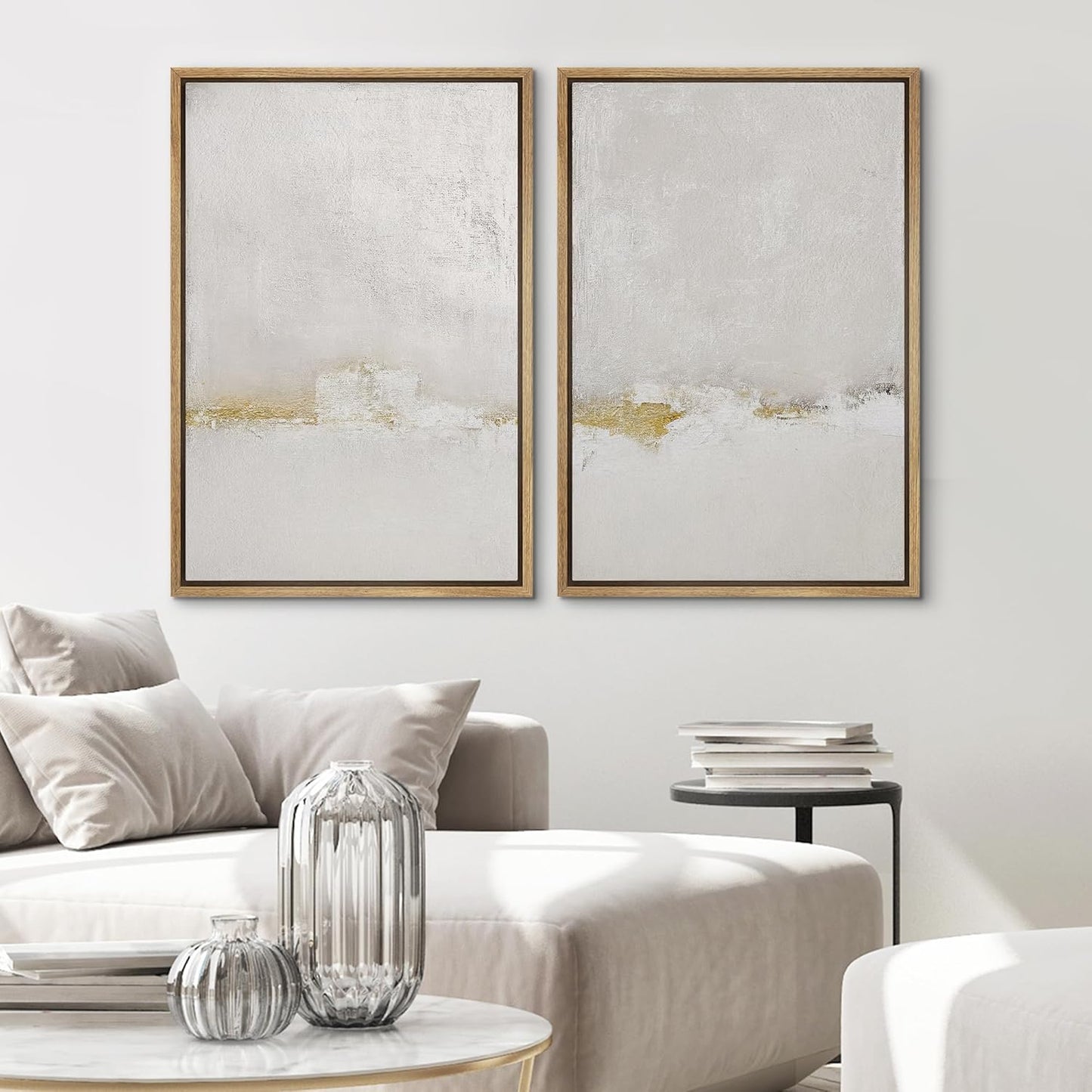 SIGNWIN Framed Canvas Print Wall Art Pastel Grunge Gray Landscape Abstract Shapes Illustrations for Living Room, Bedroom, Office - 16"x24"x2 Natural