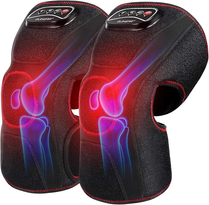 QUINEAR Knee Massager for Pain Relief,Air Compression Heating Pad for Knee,Heated Knee Warmers Wrap, Gifts for Men Women D...