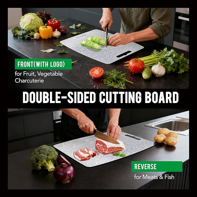 Titanium Cutting Board, 100% Pure Titanium Cutting Boards for Kitchen, Double Sided Food-Grade Lightweight Metal Chopping Board for Meat Vegetables Large Size (16" x 11")