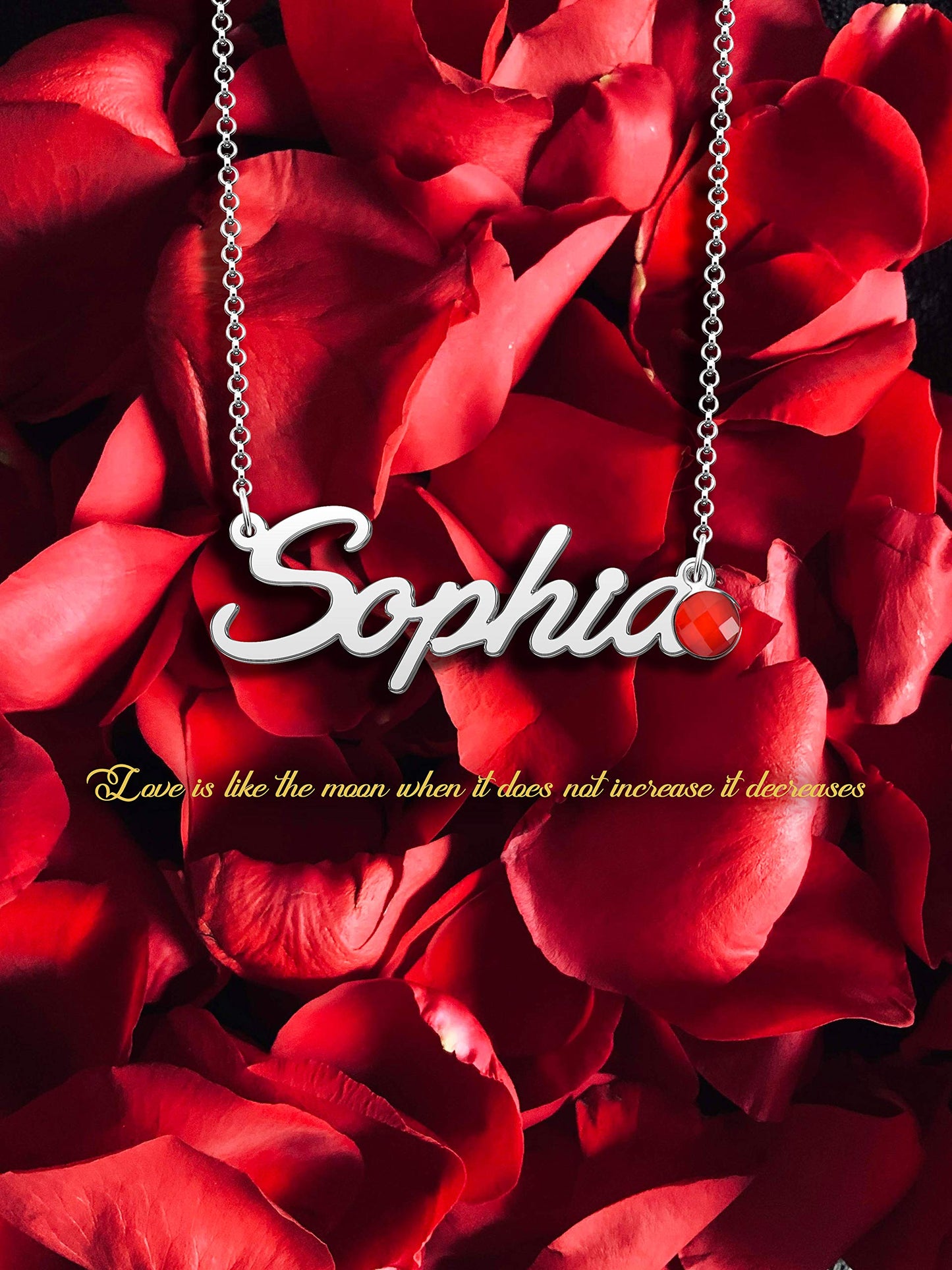 Roy Lopez Custom Name Necklace Personalized 18K Gold Plated Name Necklace with Birthstone Customized Necklace Gift for Women