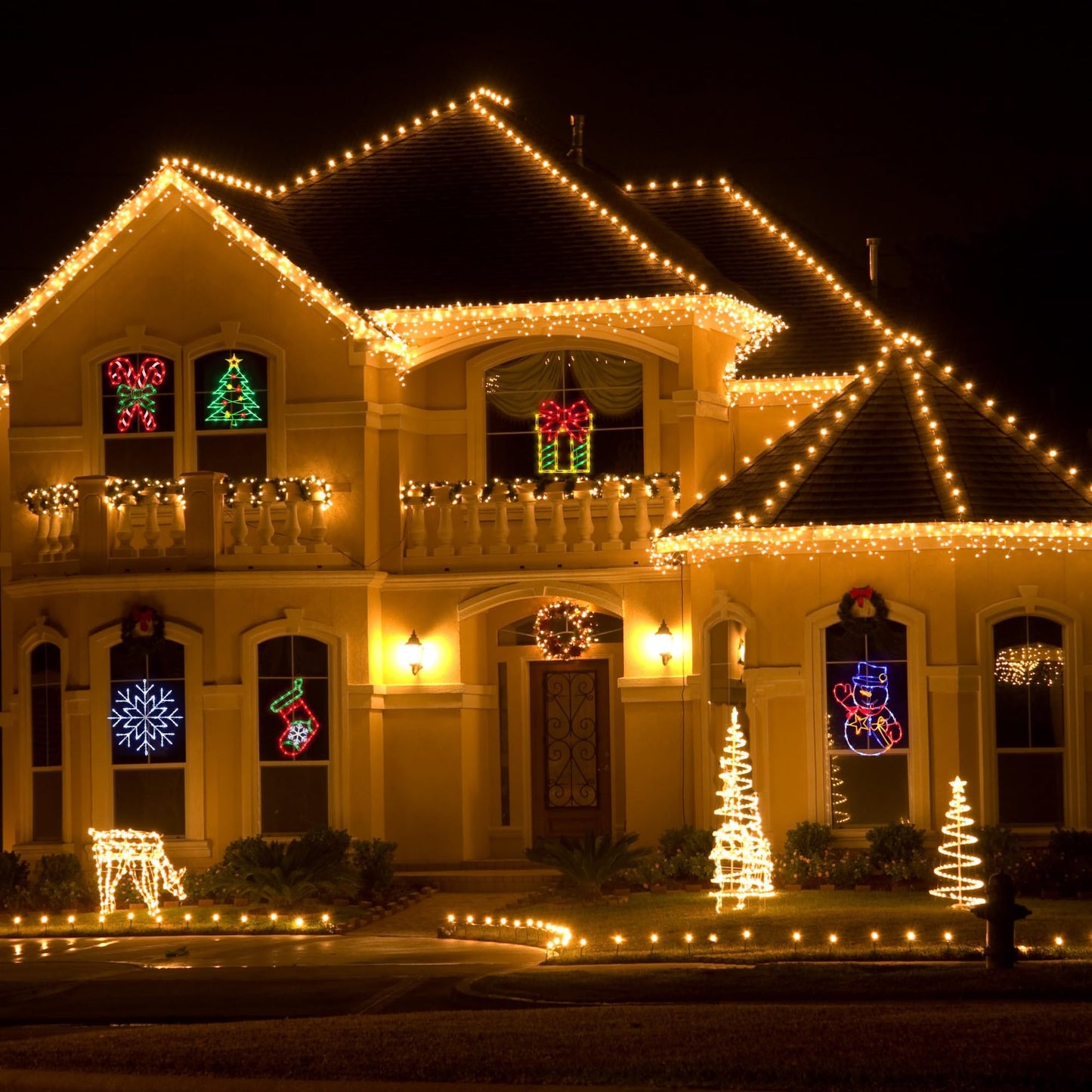 16 Christmas Window Silhouette Lights - 6 Pack Colour Lighted Snowflake  Gift Box  Christmas Tree  Christmas Stocking  Snowman  Candy Cane For Holiday Indoor And Outdoor Wall Door Window Decorate