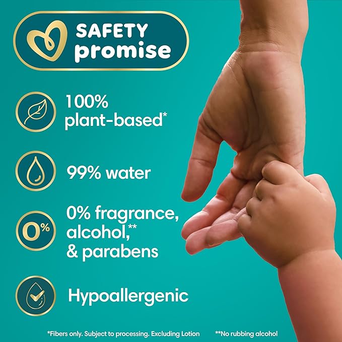 Pampers Ultra Clean Baby Wipes (Previously 'Free & Gentle'), 99% Water, Hypoallergenic, Unscented, 100% Plant Based, Plastic-Free, 624 Baby Wipes Total (8X Flip-Top Packs) [Packaging May Vary]