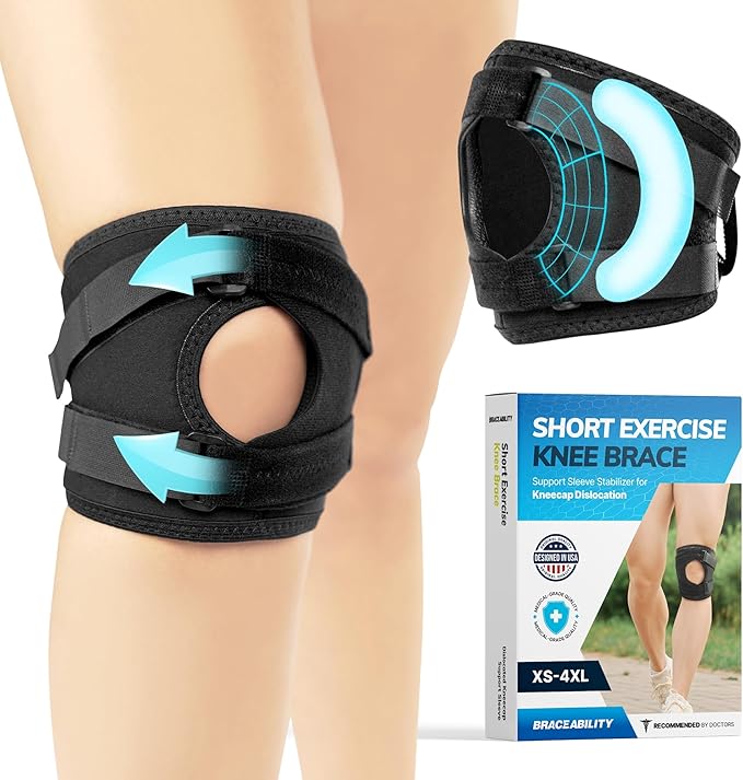 BraceAbility Patella Tracking Knee Brace - Short Running, Exercise, Basketball Support Sleeve Stabilizer for Post Kneecap ...