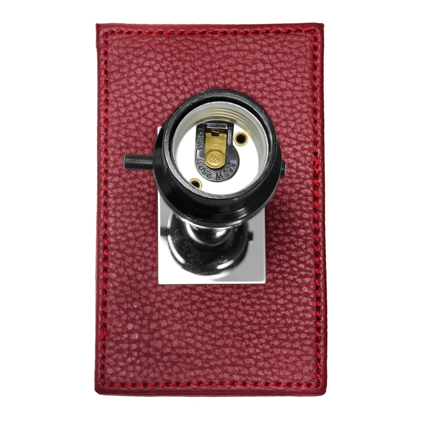 LALIA HOME Lexington 21in Leather Base Bedside Table Lamp, Red, MDF and Fabric Shade for Living Room, Bedroom, Office, Model LHT-3008