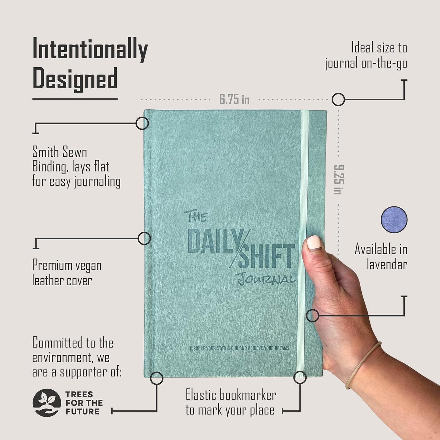 The Behavior Shift Daily Shift Goal Journal - Guided Journal for Goals, Productivity, Mindfulness & Self Care - Wellness Planner with Prompts for Men & Women - 52 Week undated Progress Tracker (Green)