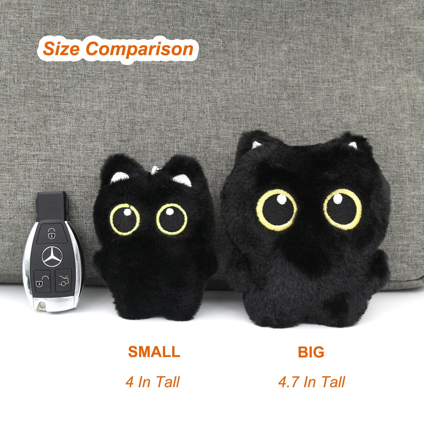 Zitokin Cute Black Cat Plush Keychain, Kawaii Keychain Accessories Bag Charms for Handbags Backpack Gifts for Cat Lovers (4 inches)