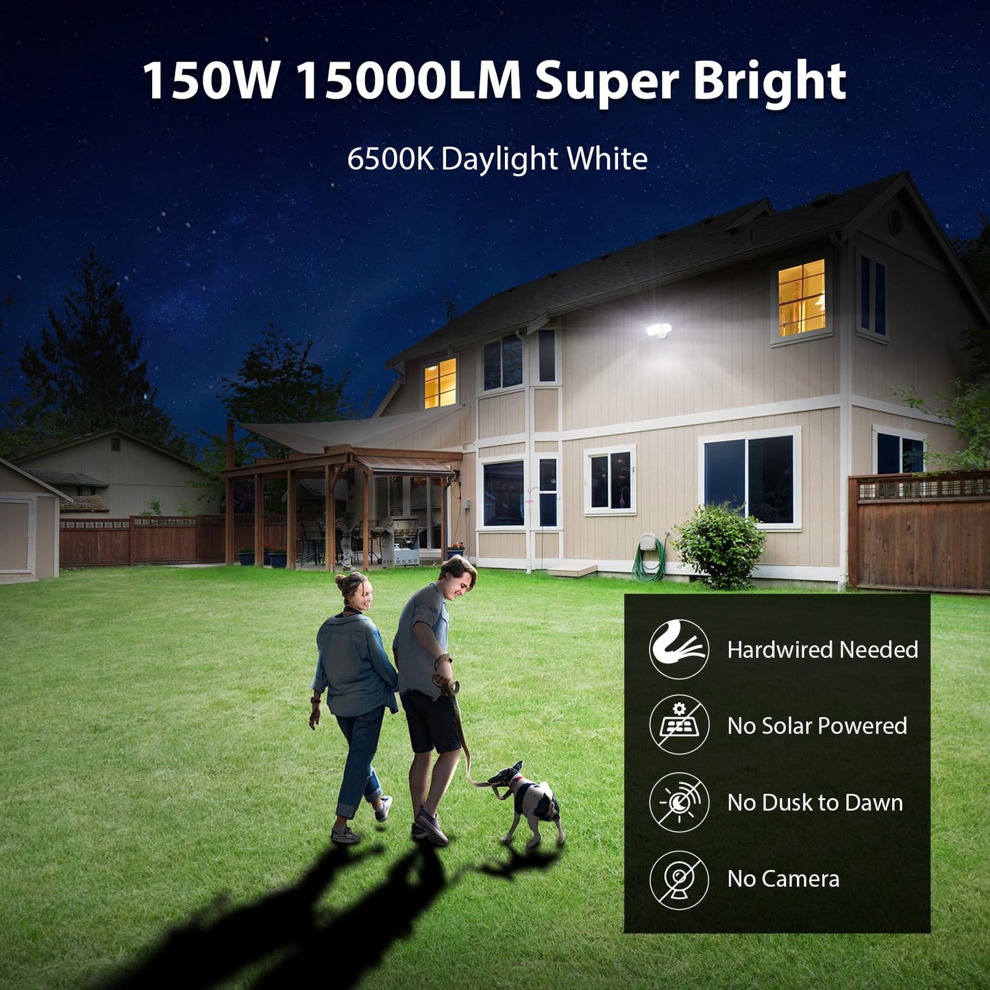 iMaihom 100W Motion Sensor Outdoor Light, 9000LM, IP65 Waterproof, 3 Adjustable Heads, White, Model BDD100G-3