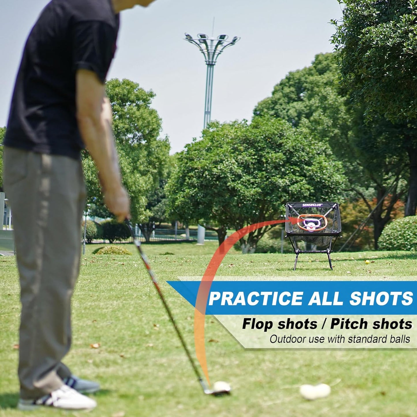 Foldable Chipping Net with Mat & Balls, Heavy-Duty Practice Golf Net Chipping Target, Backyard Golf Game & Gifts