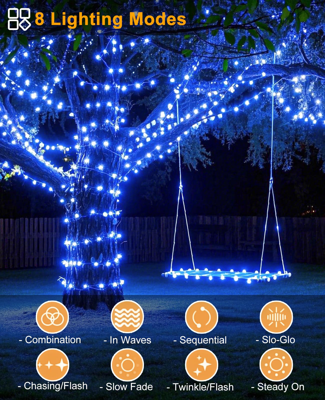Xmasbokeh 157Ft 480 Led Christmas Lights Outdoor  Plug In Christmas Tree Lights Waterproof  8 Modes Green Wire Fairy String Light For Indoor Home Patio Tree House Holiday Decorations  Blue