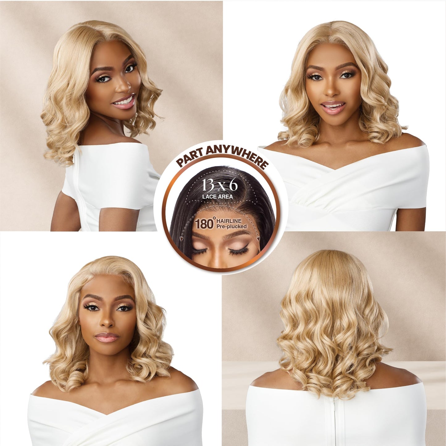Sensationnel Bare lace 13x6 wigs - unit 11 lacefrontal glueless synthetic 180 degree preplucked hairline (LIGHTGOLDENBLONDE)
