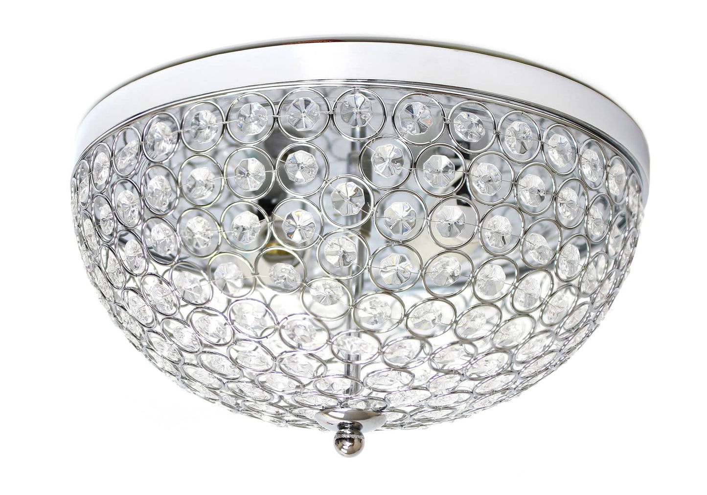 LALIA HOME Crystal Glam Ceiling Flush Mount Light, 2 Light, Chrome, Model LHM-2000-CH
