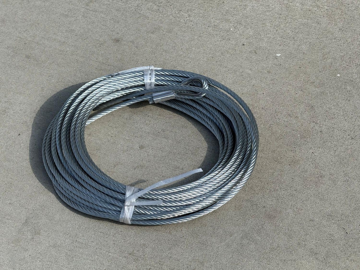 Sandbaggy 3/16" x 50 ft Galvanized Braided Steel Cable w/Looped End (7x19 Wire Rope) (2, Silver, 3/16" x 50 ft)