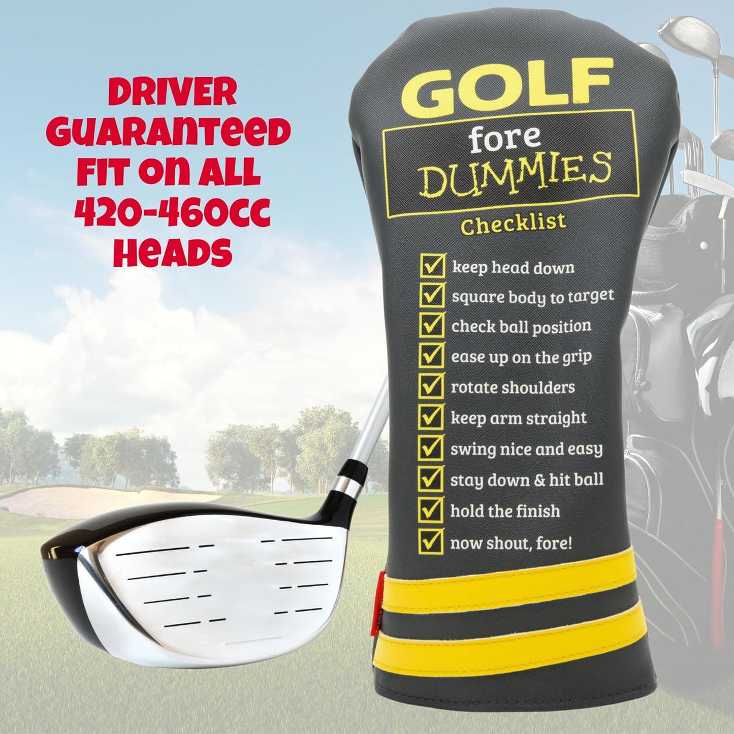 Funny Golf Fore Dummies Checklist Headcovers for Blade Putters Headcover, Great Golfer Golf Gifts for Dad, Men, and Women