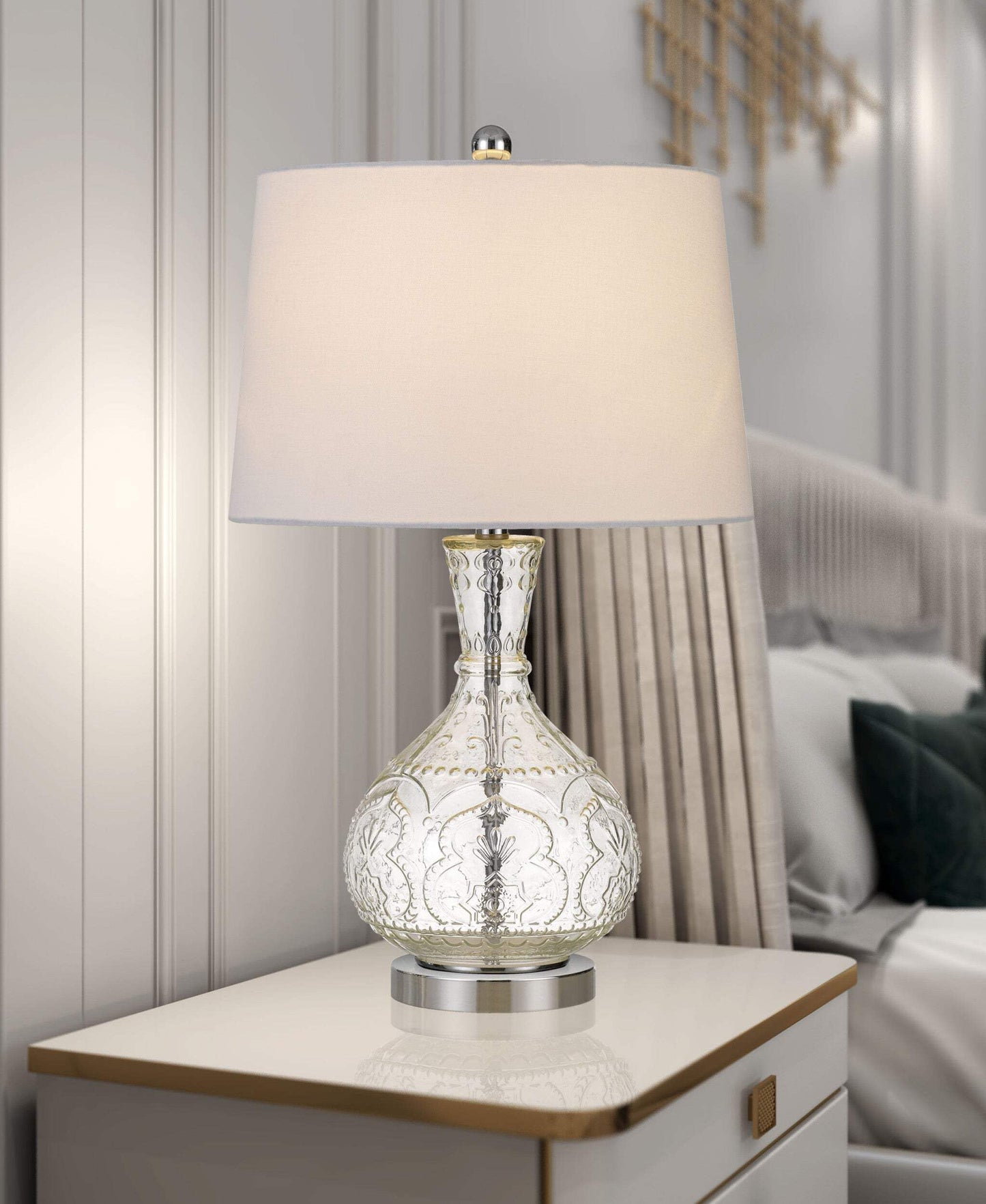 Homeroots Metal Table Lamp, 27 In. With White Rectangular Shade, Model 524703