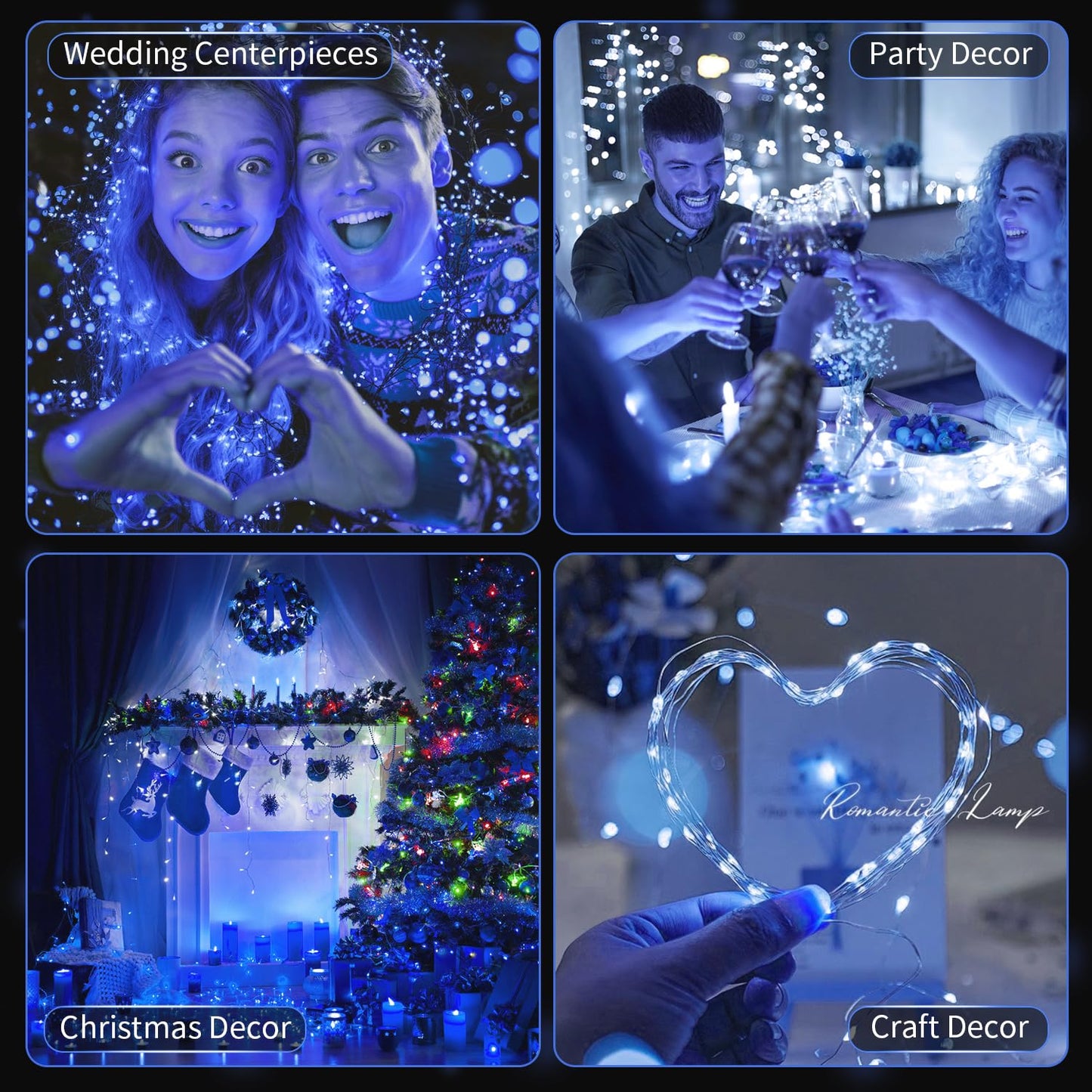 20 Pack Led Fairy Lights Battery Operated 3 Features Blinking Slowly Blinking & Just On 7Ft 20 Led Waterproof Mini Twinkle String Lights For Wedding Mason Jars Party Christmas Decorations Blue