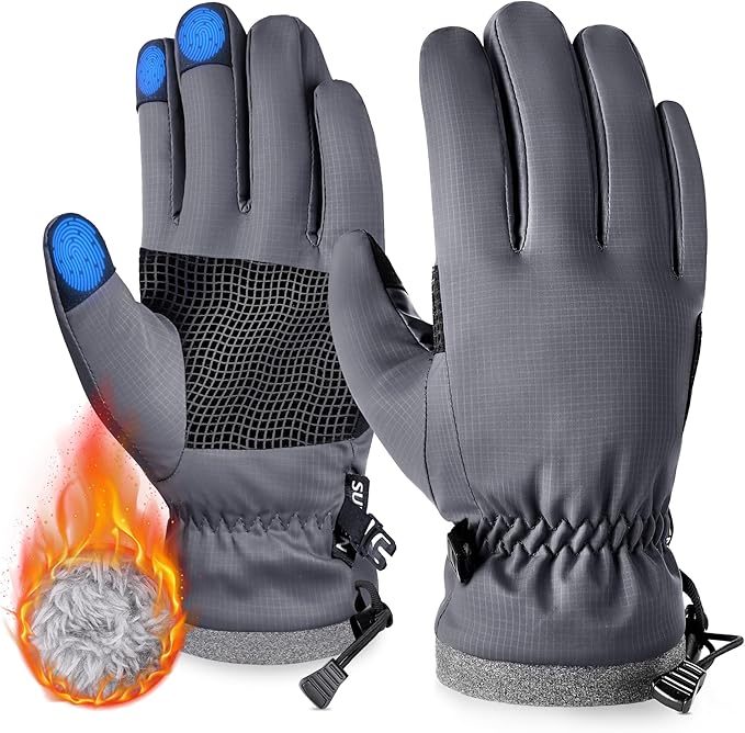 Sukeen Windproof Kids Winter Gloves, Soft Warm Touchscreen Anti-Slip Boys Winter Gloves for Kids Boys Girls Youth Snow Ski...