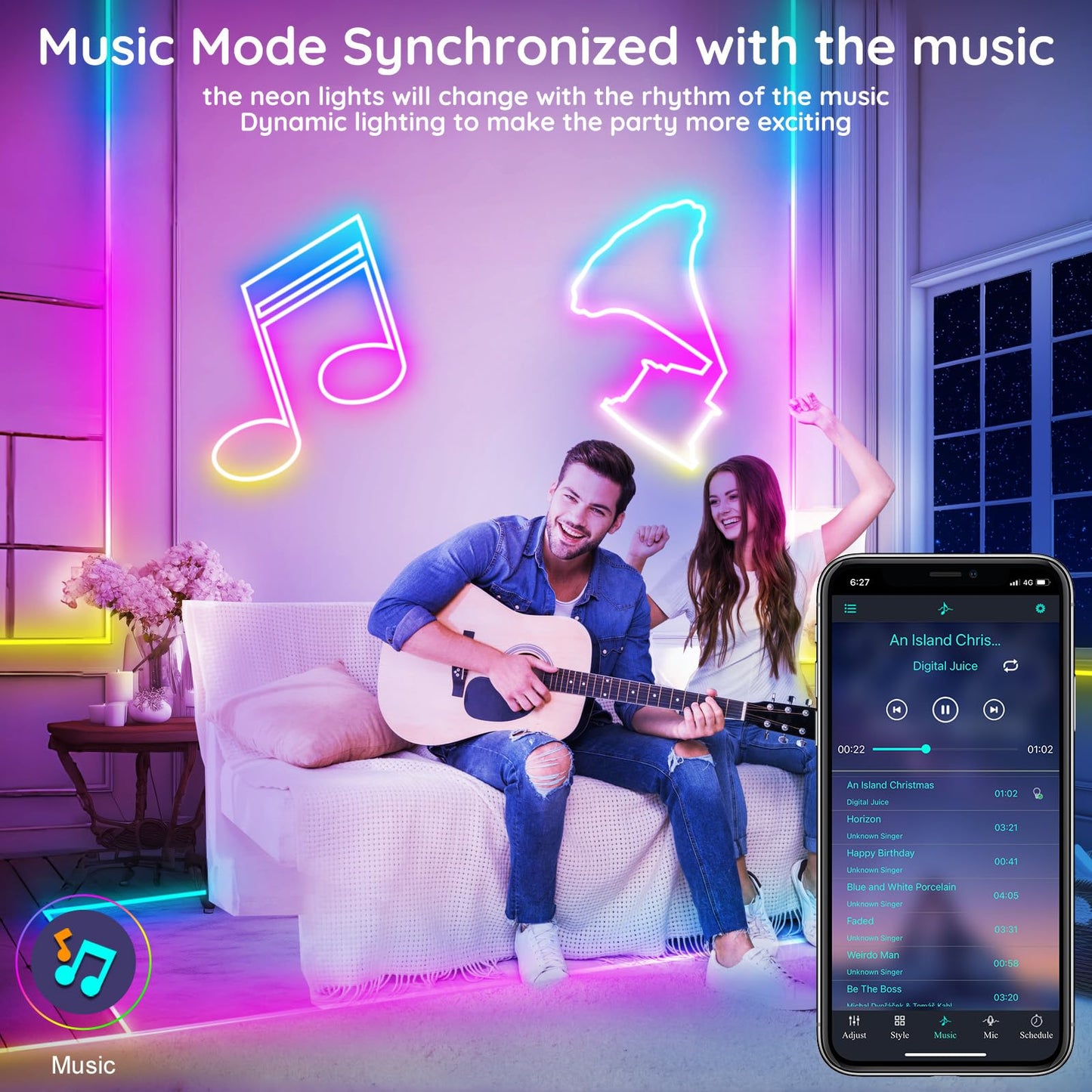 20Ft Neon Rope Lights Flexible Led Rope Lights Control With App/Remote Multiple Modes Rope Lights Ip65 Outdoor Rgb Led Neon Lights Waterproof Music Sync Gaming Led Neon Light Strip For Bedroom Decor