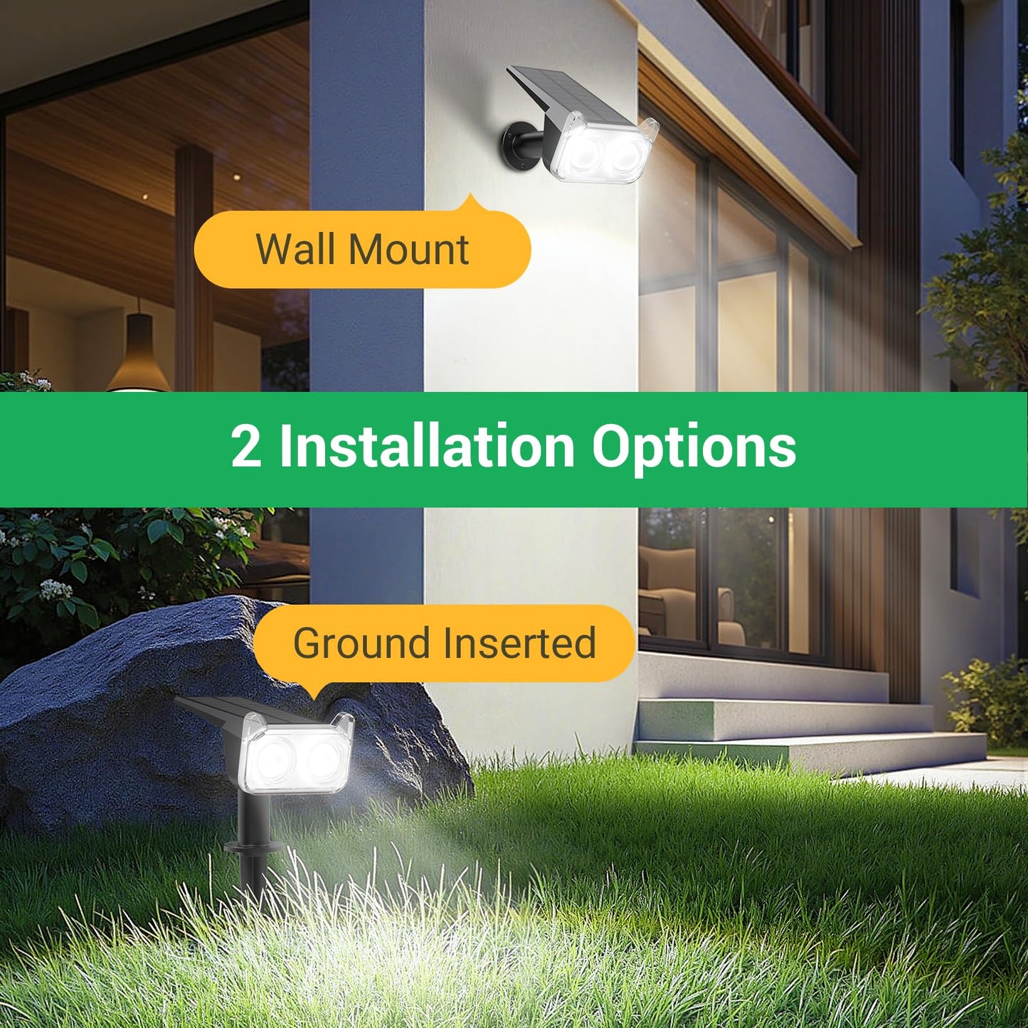 WdtPro Upgraded Bright Solar Lights Outdoor Waterproof, Auto ON/Off Solar Spot Lights Outdoor, Dusk to Dawn Spotlights, Adjustable Landscape Lighting for Yard Tree Path Garden, Cool White, 6 Pack