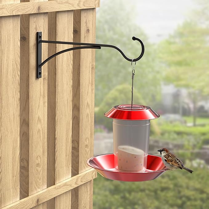 Outdoor Plant Hanging Hooks for Wall: 11 Inch Black Metal Bracket for Hanging Baskets, Bird Feeders, Wind Chimes, Flower Baskets, Yoga Mat, Lanterns. 1 Pack