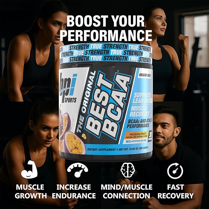 BPI Sports Best BCAA - The Building Blocks of Protein and Muscle - Supports Metabolism - Omega 6 - Passion Fruit, 30 Servings, 300 g