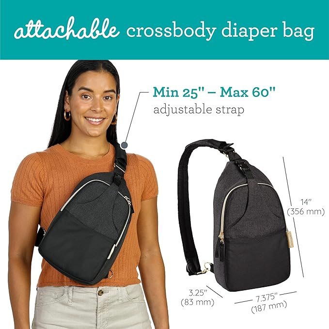 Infantino Flip 4-in-1 Convertible Baby Carrier & Crossbody Diaper Bag - Grow-with-Me Carrier with Attachable Crossbody Diaper Bag, Black and Gold, 2-Piece Set