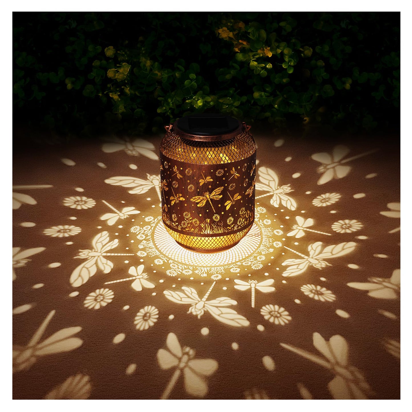 Dragonfly Solar Lanterns Outdoor Waterproof Garden Decor Gifts for Mom Women Grandma Metal Hanging Solar Lights Outdoor Decorati