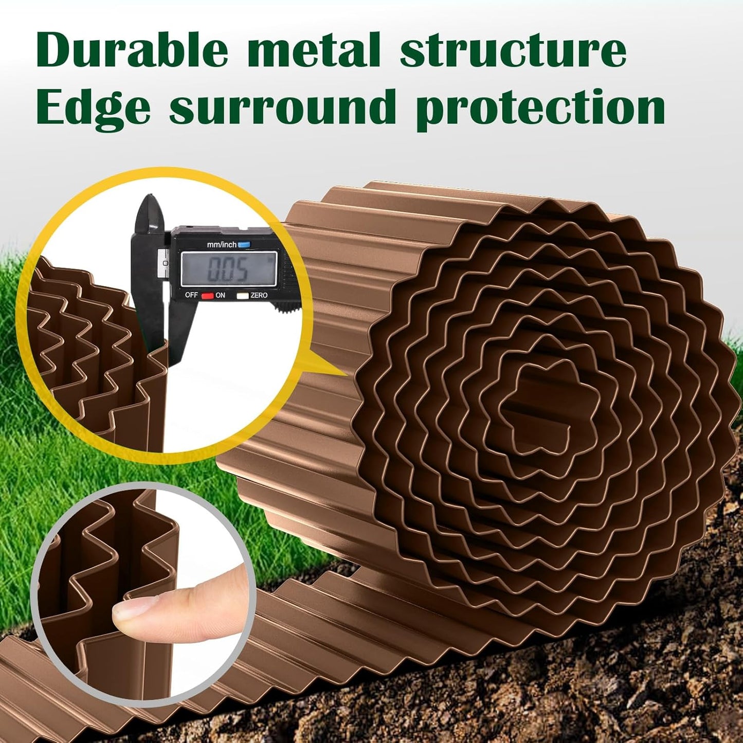 LAVEVE Corrugated Metal Garden Edging 6" x 40Ft, Landscape Edging Border for Lawn, Flower Bed, Garden Fence, Paver Edging (Coffee)