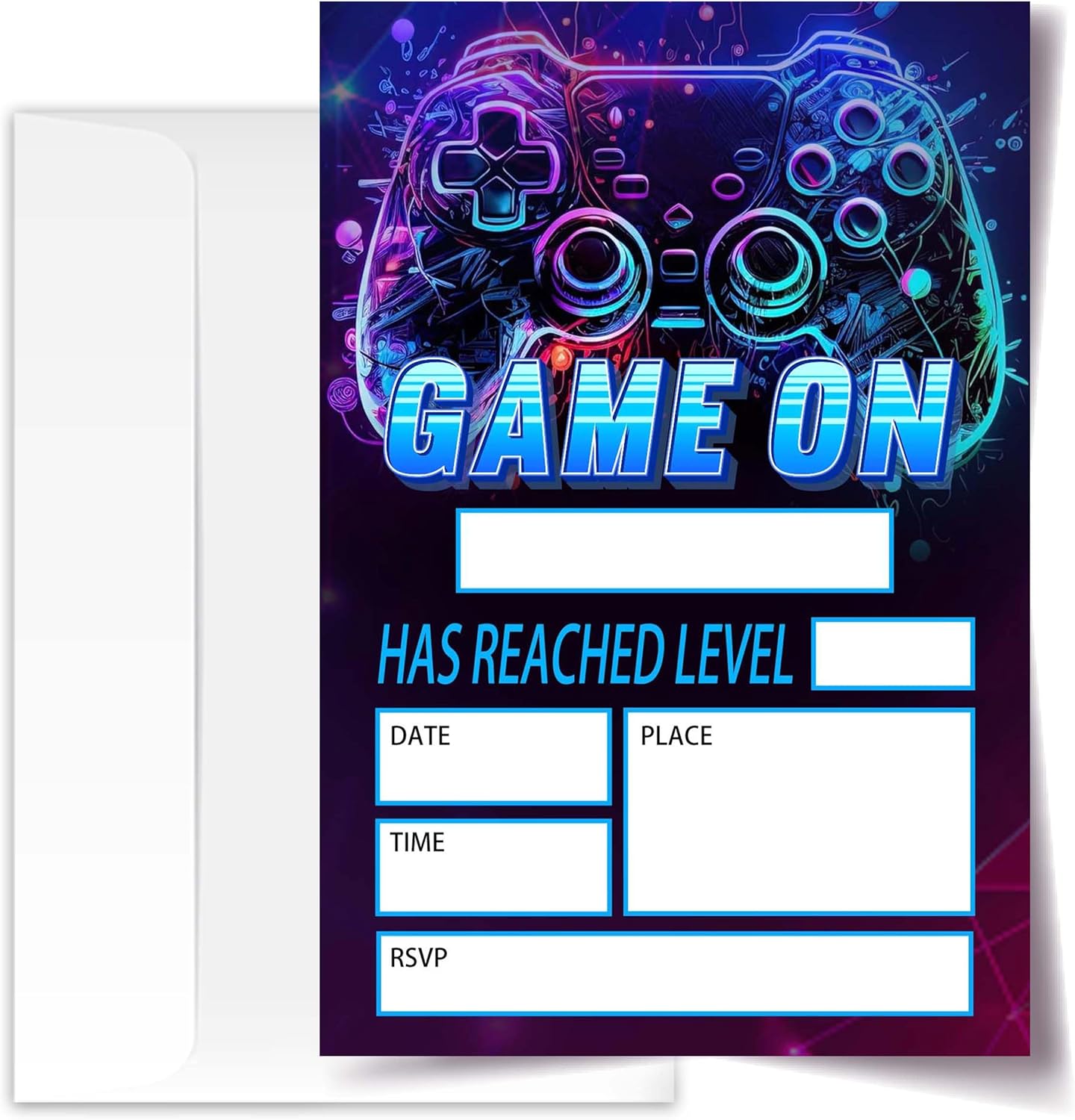 Gamer Birthday Invitations, Video Game Birthday Party, Gaming Party Decorations, Birthday Party Invitations For Boys Girls, Kids Birthday Invitations, 20 Cards with 20 Envelopes.(116)