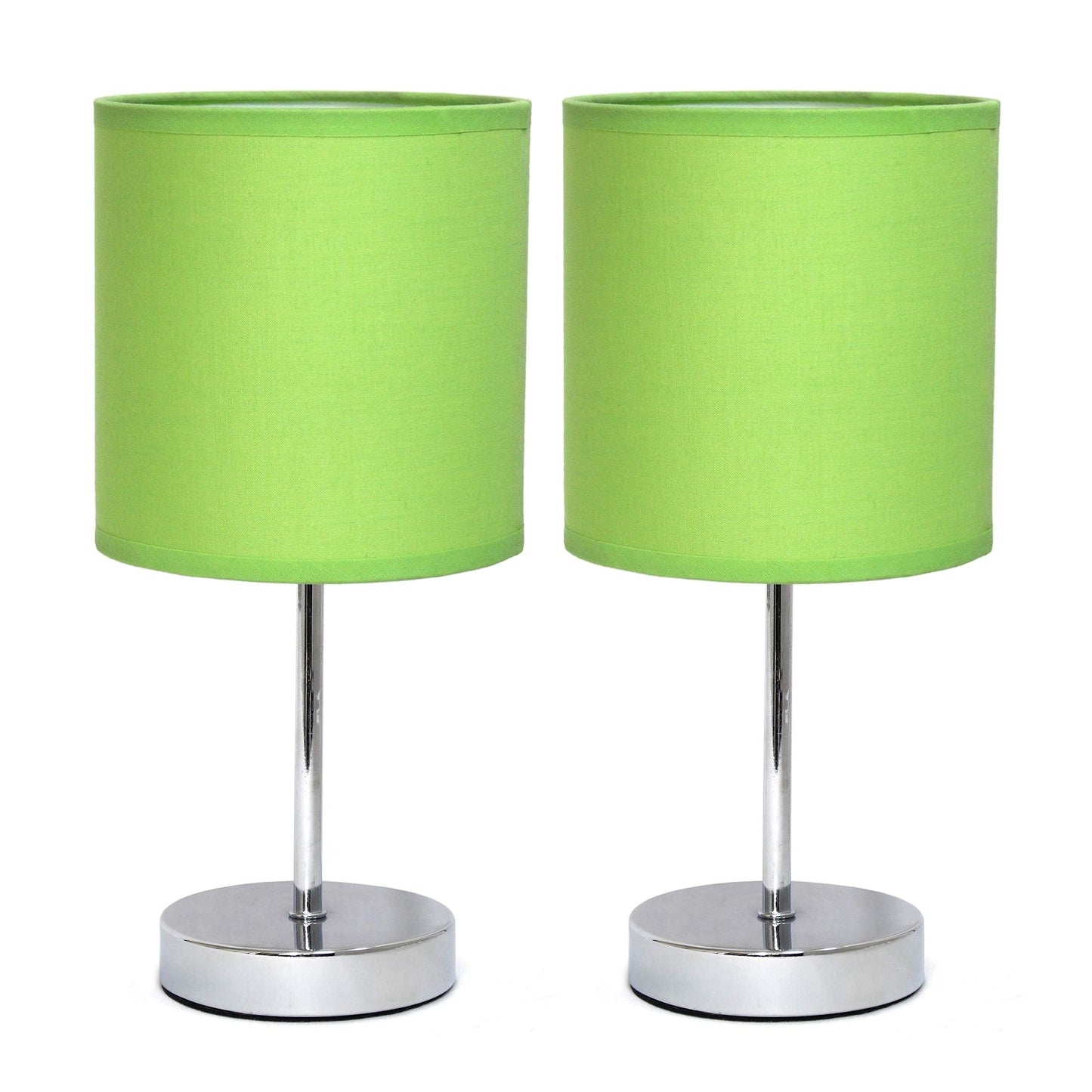 Simple Designs Lt2007-Grn Mini Table Lamp, Green Fabric Shade, Metal, No Bulb
