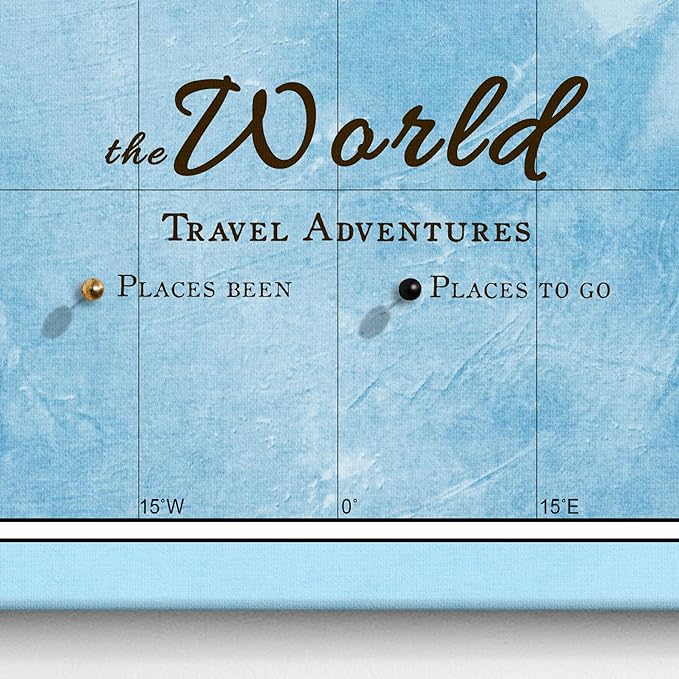 Canvas World Map with Cork Pin Board - English Lettering - Decorative Wall Decoration for All Rooms - Canvas Pictures with World Map Motif (120x80 cm, Pattern 21)
