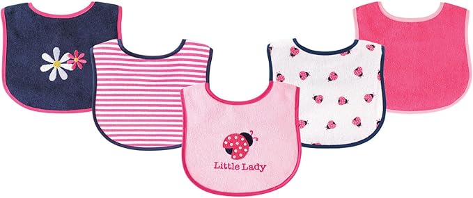 Luvable Friends Baby Cotton Terry Drooler Bibs with PEVA Back, Transportation, One Size