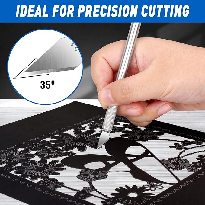 DIYSELF 100 Pack Exacto Blades #24 - Hobby Knife Replacement Blades Refills for Precision Knife - Exacto Knife Blade for Craft Knife - High Carbon Steel - Craft Precision Knife Blade (#24)