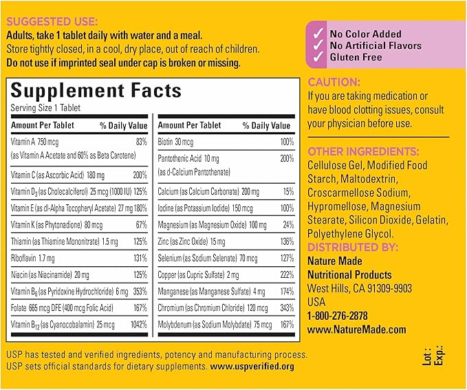 Nature Made Multivitamin 50+ His & Hers Combo Pack, Mens and Womens Multivitamin with Vitamin C, Vitamin D3, B Vitamins, Zinc & More, Two Multivitamin Bottles