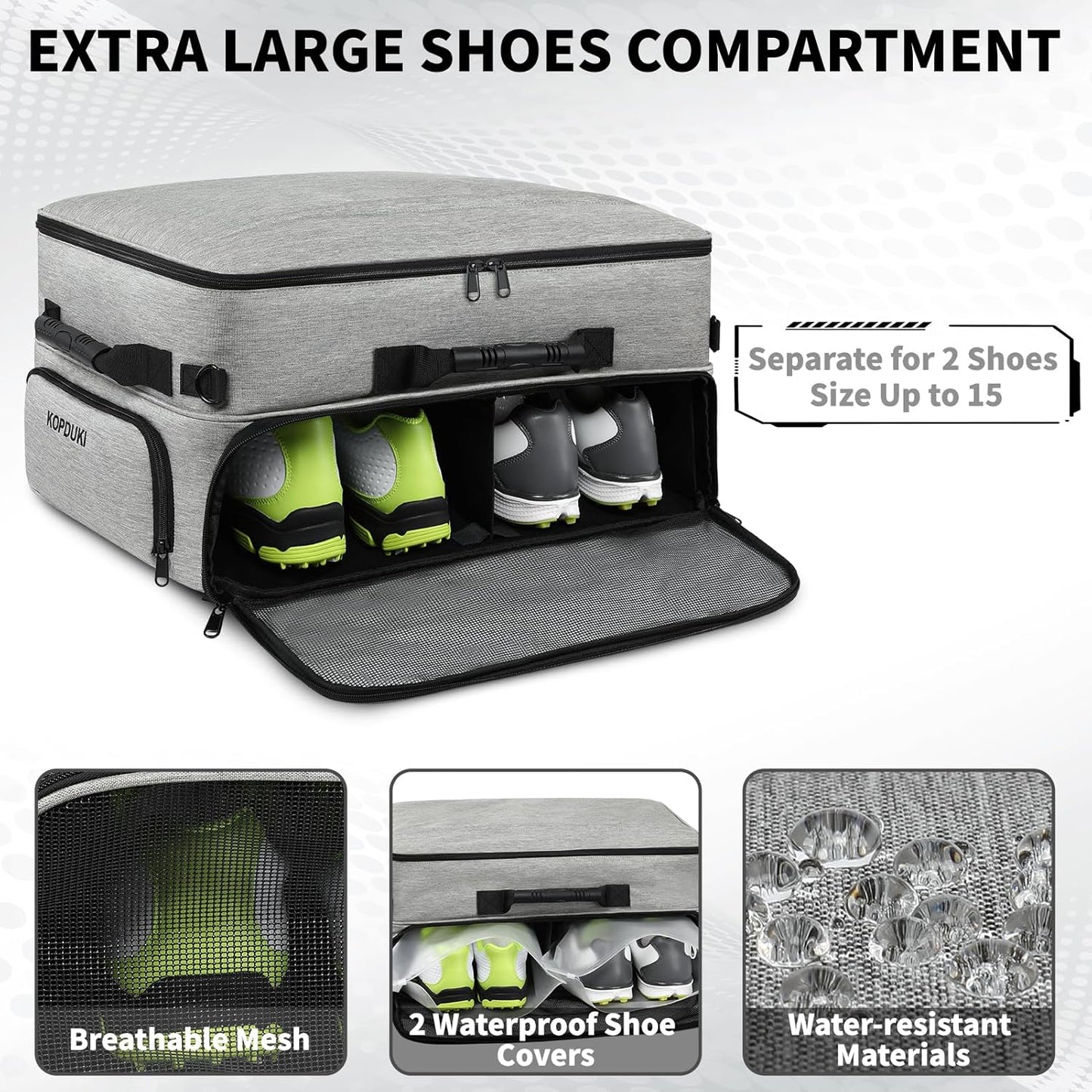 Extra Large Golf Trunk Organizer, Golf Gifts for Men Golfers, 20"x 14"x 10" 2 Layer Golf Trunk Organizer for Car, Water-resistant with Ventilated Compartment for 2 Pair Shoes and More Golf Accessories